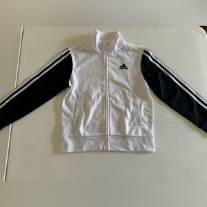 Adidas White and Black Zip-Up Jacket